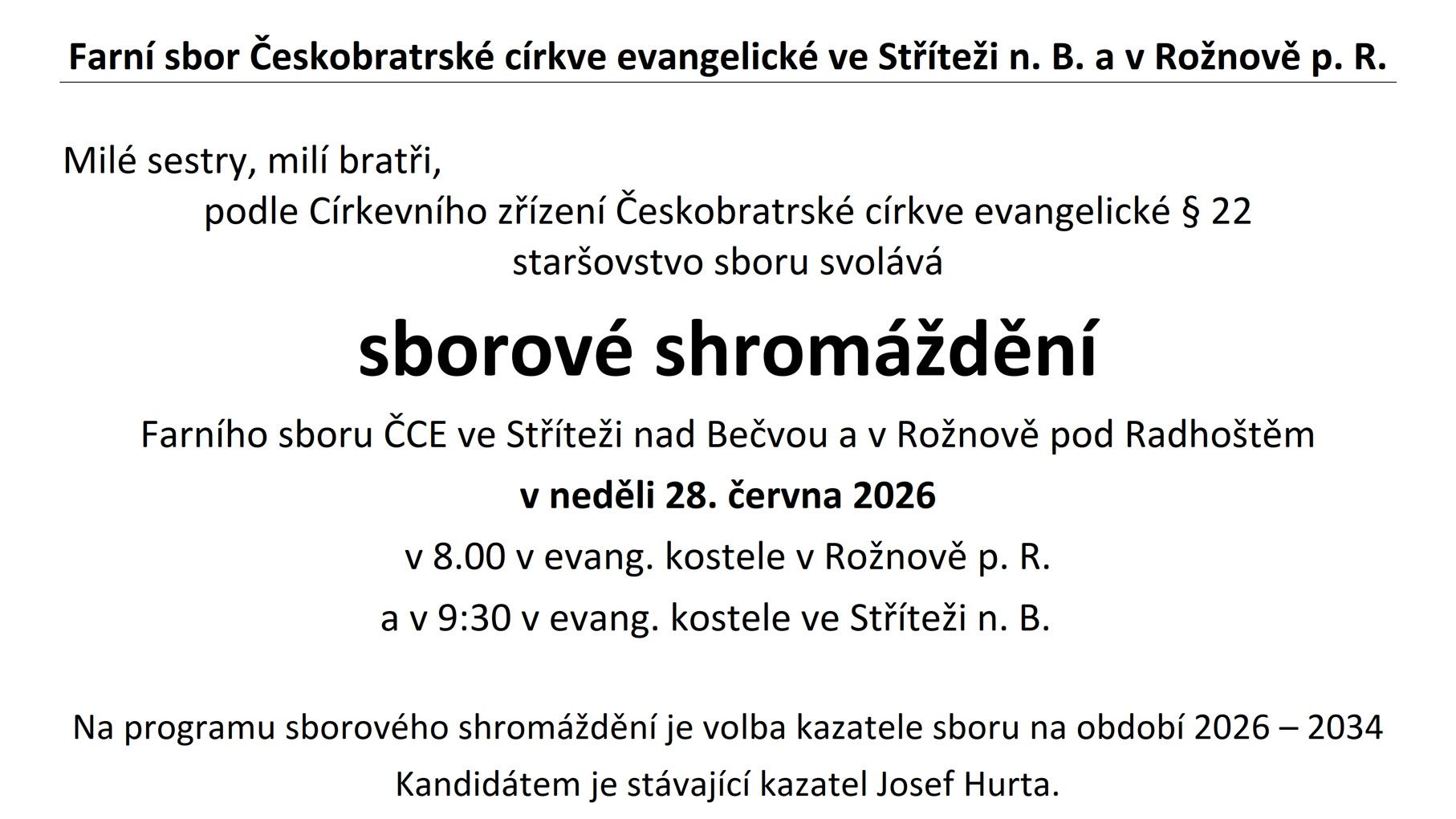 volba kazatele